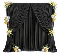30x10ft Black Backdrop Curtains for Parties Wrinkle Free Fabric Backdrop Curtain Party Photo Backdrop Drapes for Birthday Wedding Baby Shower Graduation Photography Back Drop 6 Panels 5x10FT