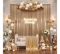 30x10ft Champagne Backdrop Curtains Wedding Party Sequin Shimmer Curtain Backdrop Fabric Glitter Drapes Backdrop Bridal Baby Shower Birthday Christmas Champagne Photo Backdrop 5x10FT，6 Panels