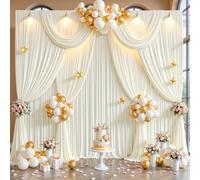 30x10ft Cream Backdrop Curtain Panels for Parties - Wrinkle Free Polyester Photo Curtain Backdrop Wedding Back Drop Fabric Drapes for Party Decorations Background for Photography