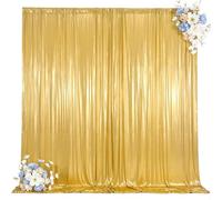 30x10ft Gold Glitter Sequin Photo Backdrop Curtain for Parties Wrinkle Free Shimmer Polyester Photoshoot Curtains Drapes Backdrop for Wedding Birthday Baby Shower Shiny Background 6 Panels 5x10ft