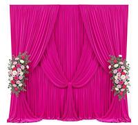 30x10ft Hot Pink Photo Backdrop Curtains for Parties Fuchsia Wrinkle Free Polyester Photoshoot Curtains Drapes Backdrop for Birthday Baby Shower Graduation Photography Background 6 Panels 5x10FT