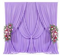30x10ft Lavender Photo Backdrop Curtains for Parties Baby Shower Light Purple Wrinkle Free Polyester Photoshoot Curtains Drapes Backdrop for Girls Birthday Party Wedding Background 6 Panels 5x10FT