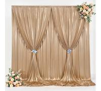 30x10ft Light Champagne Backdrop Curtains Wedding Party Champagne Sequin Shimmer Curtain Backdrop Fabric Glitter Drapes Backdrop Bridal Baby Shower Birthday Christmas Photo Backdrop 5x10FT，6 Panels