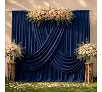 30x10ft Navy Blue Backdrop Curtain for Parties Navy Blue Wrinkle Free Photo Drapes for Backdrop for Birthday Party Baby Shower Photoshoot Photography Background Decorations W5xH10ft, 6panels