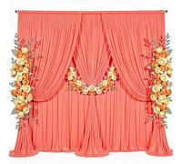 30x10ft Orange Backdrop Curtain for Parties Wrinkle Free Fabric Backdrop Curtain Wedding Photo Backdrop Drapes for Baby Shower Birthday Party Photo Shoot Photography Back Drop 6 Panels 5x10FT