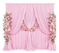 30x10ft Pink Photo Backdrop Curtains for Parties Baby Shower Wrinkle Free Polyester Photoshoot Curtains Drapes Backdrop for Girls Birthday Party Gender Reveal Photography Background 6 Panels 5x10FT