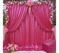 30x10ft Shimmer Hot Pink Sequin Backdrop Curtain for Parties-6 Panels 5x10ft Thick Wrinkle Free Glitter Fuchsia Photo Backdrop Drapes Curtains for Wedding Hot Pink Theme Party Photography Background