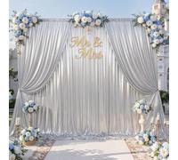 30x10ft Silver Glitter Sequin Photo Backdrop Curtain for Parties Wrinkle Free Shimmer Polyester Photoshoot Curtains Drapes Backdrop for Wedding Birthday Baby Shower Shiny Background 6 Panels 5x10ft