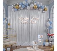 30x10ft Silver Sequin Backdrop Curtain for Parties Glitter Photo Backdrop Wrinkle Free Polyester Drapes Shimmer Back Drop for Wedding Birthday Baby Shower Photography Shiny Background 6 Panels 5x10ft