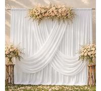 30x10ft White Backdrop Curtain for Parties Wedding White Wrinkle Free Photo Drapes for Backdrop for Birthday Bridal Shower Graduation Baby Shower Photoshoot Background Decorations W5xH10ft, 6panels