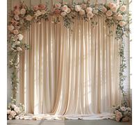 30x10ft Wrinkle Free Backdrop Curtain for Parties Soft Fabric Drapes Wedding Cream Curtain Backdrop for Birthday Party Decorations Background for Photography 5x10ft,6 Panels