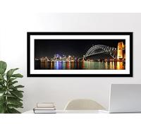 30x12 Inches Panoramic Poster Frame with Safety Glass Window - Modern Black Premium Oxford Panoramic Thin Photo Wall Frame