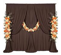30x12ft Brown Backdrop Curtains for Parties Wrinkle Free Fabric Backdrop Curtain Birthday Photo Drapes Backdrop for Wedding Baby Shower Bridal Shower Photo Shoot Photography Back Drop 6 Panels 5x12FT