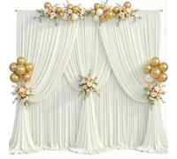 30x12ft Ivory Backdrop Curtains for Parties Wrinkle Free Fabric Backdrop Curtain Wedding Photo Drapes Backdrop for Birthday Party Baby Shower Bridal Shower Photography Stage Back Drop 6 Panels 5x12FT