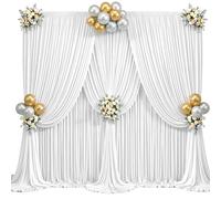 30x12ft White Backdrop Curtains for Parties Wrinkle Free Fabric Backdrop Curtain Wedding Photo Drapes Backdrop for Birthday Party Baby Shower Bridal Shower Photography Back Drop 6 Panels 5x12FT