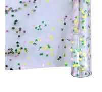 30x132cm Roll Clear Ultra-Transparent Withe Glitter Powder Love Hearts Star Color Dot PVC Jelly Fabric for Handbags(Color-16)