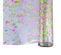 30x132cm Roll Clear Ultra-Transparent Withe Glitter Powder Love Hearts Star Color Dot PVC Jelly Fabric for Handbags(Color-07)