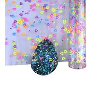 30x132cm Roll Clear Ultra-Transparent Withe Glitter Powder Love Hearts Star Color Dot PVC Jelly Fabric for Handbags(Color-17)
