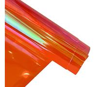 30x135cm Holographic Clear PVC Vinyl 0.4mm Iridescent Laser Transparent Rainbow Film for DIY Hair Clips Patchwork Craft Supplies (Dark Orange)