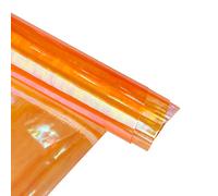 30x135cm Holographic Clear PVC Vinyl 0.4mm Iridescent Laser Transparent Rainbow Film for DIY Hair Clips Patchwork Craft Supplies (Orange)