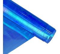 30x135cm Holographic Clear PVC Vinyl 0.4mm Iridescent Laser Transparent Rainbow Film for DIY Hair Clips Patchwork Craft Supplies (Blue)