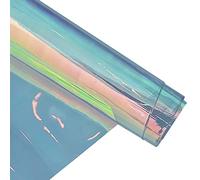30x135cm Holographic Clear PVC Vinyl Fabric 0.4mm Iridescent Laser Transparent Rainbow Film for DIY Hair Clips Patchwork Craft Supplies (Light Blue)