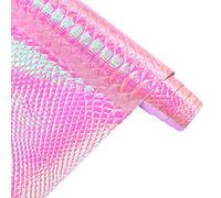 30x135cm Holographic Crocodile Skin Vinyl, Metallic Alligator Faux Leather, Embossed Craft Fabric for DIY Sewing Project (Pink)