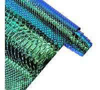 30x135cm Holographic Crocodile Skin Vinyl, Metallic Alligator Faux Leather, Embossed Craft Fabric for DIY Sewing Project (Dark Green)