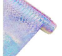 30x135cm Holographic Crocodile Skin Vinyl, Metallic Alligator Faux Leather, Embossed Craft Fabric for DIY Sewing Project (Iridescent)