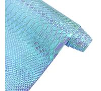 30x135cm Holographic Crocodile Skin Vinyl, Metallic Alligator Faux Leather, Embossed Craft Fabric for DIY Sewing Project (Sky Blue)