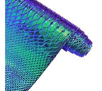 30x135cm Holographic Crocodile Skin Vinyl, Metallic Alligator Faux Leather, Embossed Craft Fabric for DIY Sewing Project (Dark Blue)