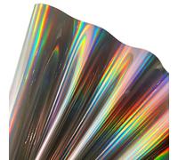 30x135cm Holographic Faux Leather Vinyl, Metallic Mirrored Crafts Fabric for Hair Bows Bags Keychains Making (Brown)