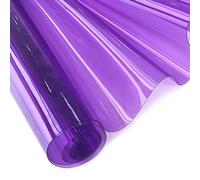 30x135cm Transparent PVC Vinyl, 0.4mm Neon Solid Color Waterproof Fabric Super Clear Mirrored Foil Roll for Making Handags Bows DIY Decor, Purple