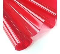 30x135cm Transparent PVC Vinyl, 0.4mm Neon Solid Color Waterproof Fabric Super Clear Mirrored Foil Roll for Making Handags Bows DIY Decor, Red