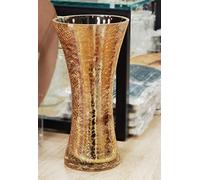 30x14.5cm Tapered design Crackle effect Vase Flowers Vases Glass Vases For Home Office Decorations (Gold)