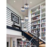 30x150cm Modern Minimalist 6 Lights Duplex Building Large Villa Stair Long Glass Balls Pendant Light Multi Light Ceiling Lamp E27