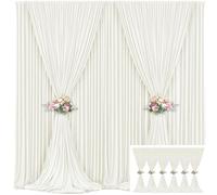 30x15ft Ivory Backdrop Curtains for Parties, Wrinkle Free Photo Backdrop Curtain Drapes with Rod Pockets for Wedding Baby Showers Photobooth Stages Decorations 5ftx15ft,6 Panels