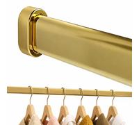 30x15mm Oval Wardrobe Rail Kit - Polished Chrome or Brass Plated - 500mm or 1000mm - Concealed Fix End Sockets - Cut to Size Hanging Rail (Brass Plated, 1000mm)