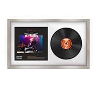 30X17" Aluminium Modern Vinyl Record Frame With White Mount For 12 Inch Lp Album Cover & Disc - Ak Frames