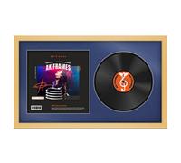 30X17" Matte Yellow Modern Vinyl Record Frame With Blue Mount For 12 Inch Lp Album Cover & Disc - Ak Frames