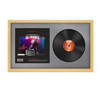30X17" Matte Yellow Modern Vinyl Record Frame With Mid Grey Mount For 12 Inch Lp Album Cover & Disc - Ak Frames