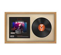 30X17" Oak Modern Vinyl Record Frame With Ivory Mount For 12 Inch Lp Album Cover & Disc - Ak Frames