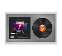 30X17" White Ash Modern Vinyl Record Frame With Mid Grey Mount For 12 Inch Lp Album Cover & Disc - Ak Frames