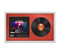 30X17" White Ash Modern Vinyl Record Frame With Poppy Red Mount For 12 Inch Lp Album Cover & Disc - Ak Frames