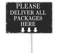 30x20 CM Please Deliver All Packages Here With down Arrows Aluminum Yard Sign With Stake - Retro Packages Sign, Sturdy Aluminum Plaque Rust Free Easy Install