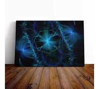 (30x20 Inch / 76x50cm) Blue Abstract Fractal Art (8) Canvas Print | Gallery Wrapped 30mm Frame Wall Art | 30x20 inches | Ready to Hang | Abstract Picture | Living Room Bedroom Lounge Office