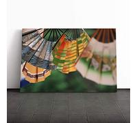 (30x20 Inch/ 76x50cm) Japanese Fans Canvas Print | Gallery Wrapped 30mm Frame Wall Art | 30x20 inches | Ready to Hang | Asian Picture | Living Room Bedroom Lounge Office