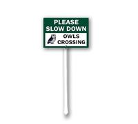 30x20cm Aluminum Please Slow Down Owls Crossing Sign Stake