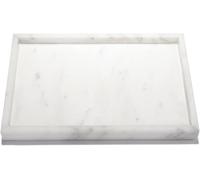 30x20x3cm Natural Marble Stone Tray, Rectangle Marble Vanity Tray Organizer, 2.4KG Marble Coffee Table Serving Tray, Decorative Toilet Tank Storage Tray Bath Tray for Bathroom,Vanity,Sink (White)