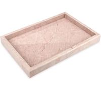 30x20x3cm Natural Marble Stone Tray, Rectangle Marble Vanity Tray Organizer, 2.4KG Marble Coffee Table Serving Tray, Decorative Toilet Tank Storage Tray Bath Tray for Bathroom,Vanity,Sink (Pink)